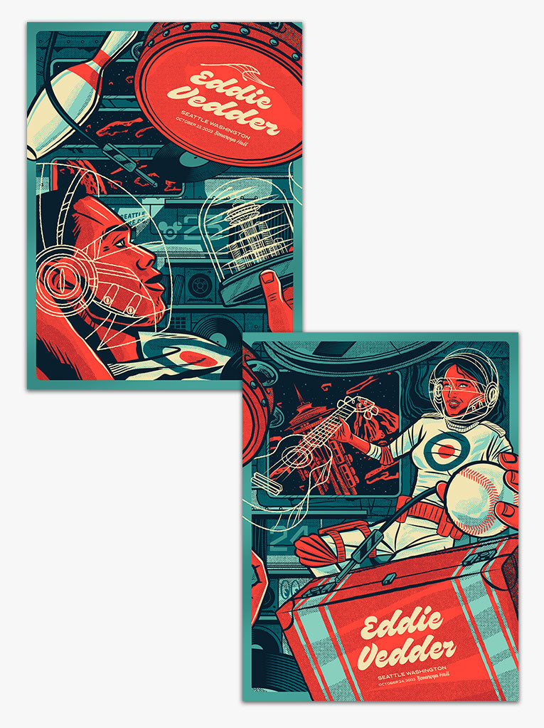 Eddie Vedder 10/23/23 and 10/24/23 Seattle Poster Set